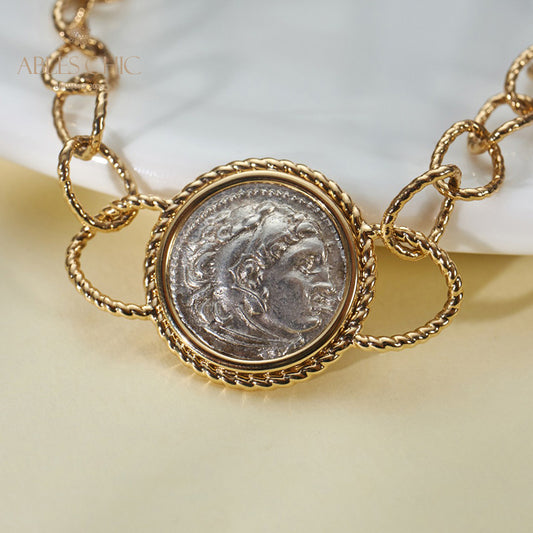 Bracelet médaillon grec Hercules