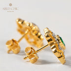 Boucles d'oreilles avec pierres précieuses et fleurs étoilées 5100