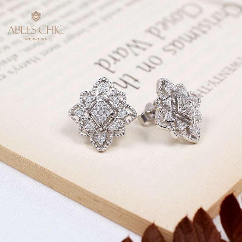 Boucles d'oreilles florales losange 5493