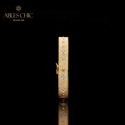Bracelet en tissu trèfle avec zircons étoilés 5775