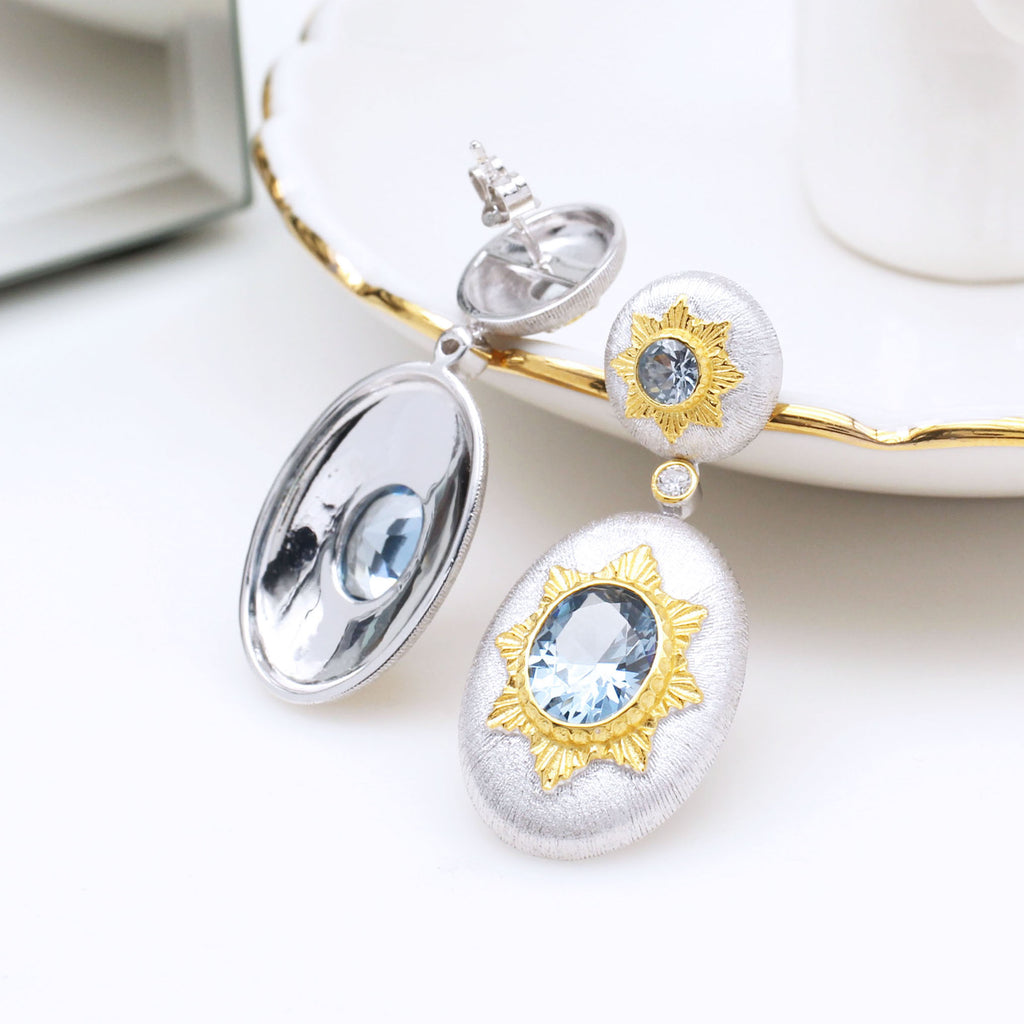 Boucles d'oreilles pendantes ovales étoilées et soyeuses 5468