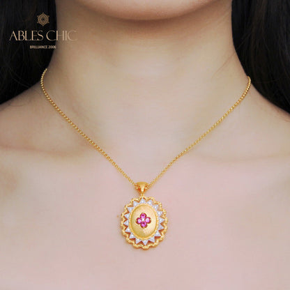 Pendentif Gemme Fleur Soyeuse 5419