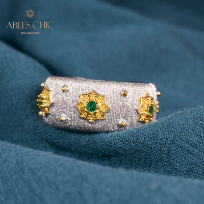 Bague Ouverte Soyeuse Fleurs Étoilées 6374
