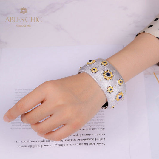 Bracelet large avec pierres précieuses étoilées soyeuses 5455