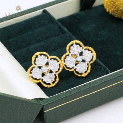 Boucles d'oreilles à tige florales prune 5400