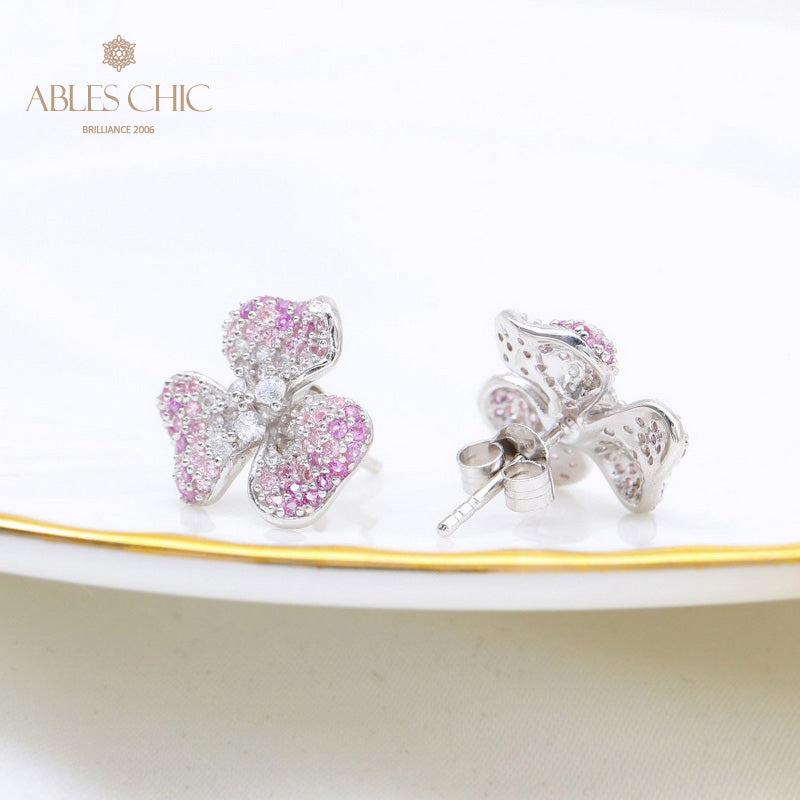 Boucles D'oreilles Florales Pétales Pavés 5541