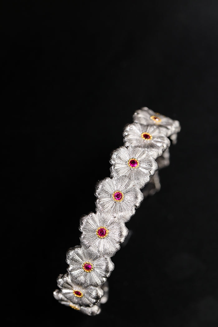 Bracelet floral rubis marguerite 6137