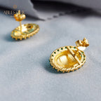 Boucles d'oreilles halo ovale soyeux 5832