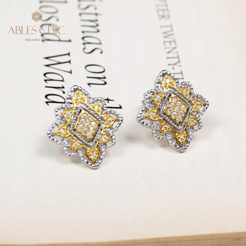 Boucles d'oreilles florales losange 5493