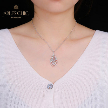 Collier en forme de goutte de boutons de rose 5275