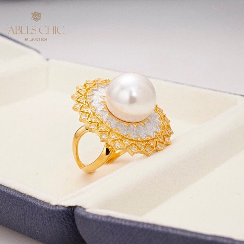 Bague ajourée en perles de coquillage 5732