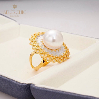 Bague ajourée en perles de coquillage 5732