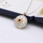 Pendentif médaillon vintage Gem Star 5318