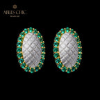 Boucles d'oreilles halo ovale soyeux 5832