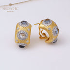 Boucles d'oreilles soyeuses grenat soleil 5152
