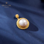 Solitaire Mabe Perle Tressée Pendentif 5939