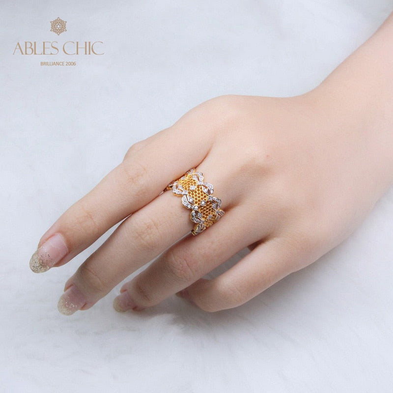 Bague Aérée en Dentelle Pétales de Rose 5447