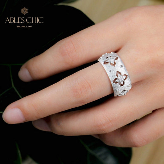Bague florale trèfles soyeux CZ 5719