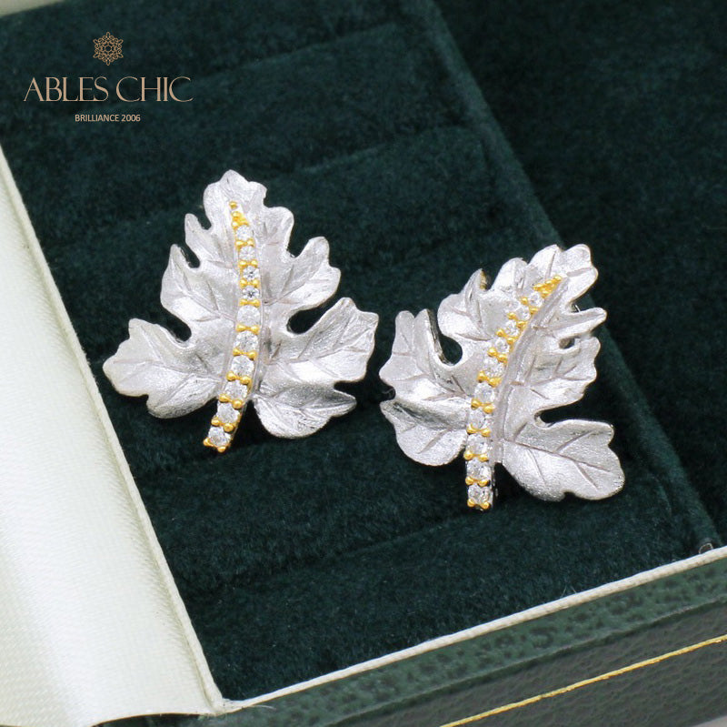 Boucles d'oreilles brossées feuille d'érable 5141