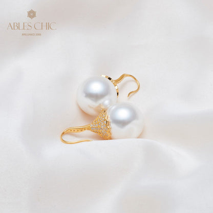 Boucle d'oreille en perles de coquille florale 5785