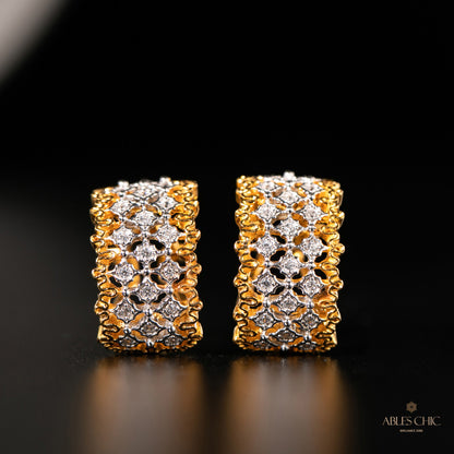 Boucles d'Oreilles Nid d'Abeille Dentelle Aérée 5011