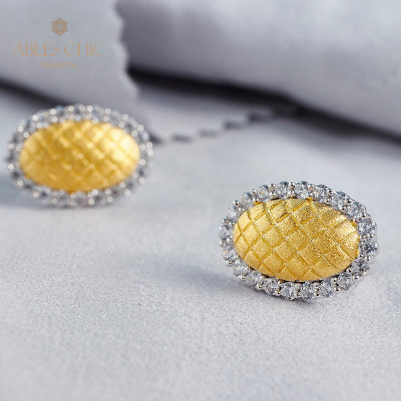 Boucles d'oreilles halo ovale soyeux 5832