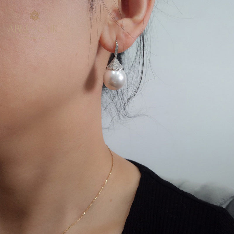 Boucle d'oreille en perles de coquille florale 5785