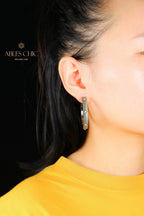 Boucle d'oreille créole trèfles en soie 5530