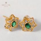 Boucles d'oreilles avec pierres précieuses et fleurs étoilées 5100