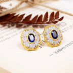 Boucles d'oreilles ovales en filigrane floral saphir 5531