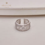 Bague florale trèfles soyeux CZ 5706