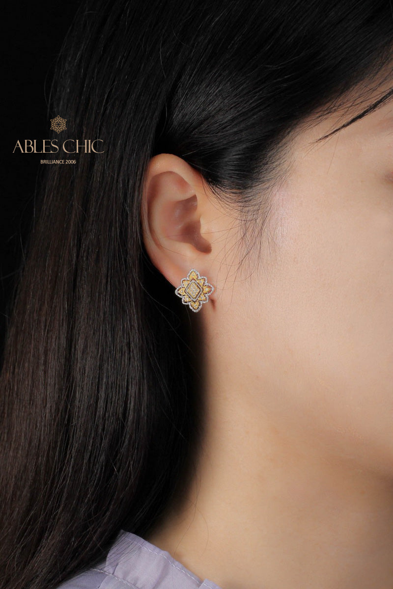 Boucles d'oreilles florales losange 5493