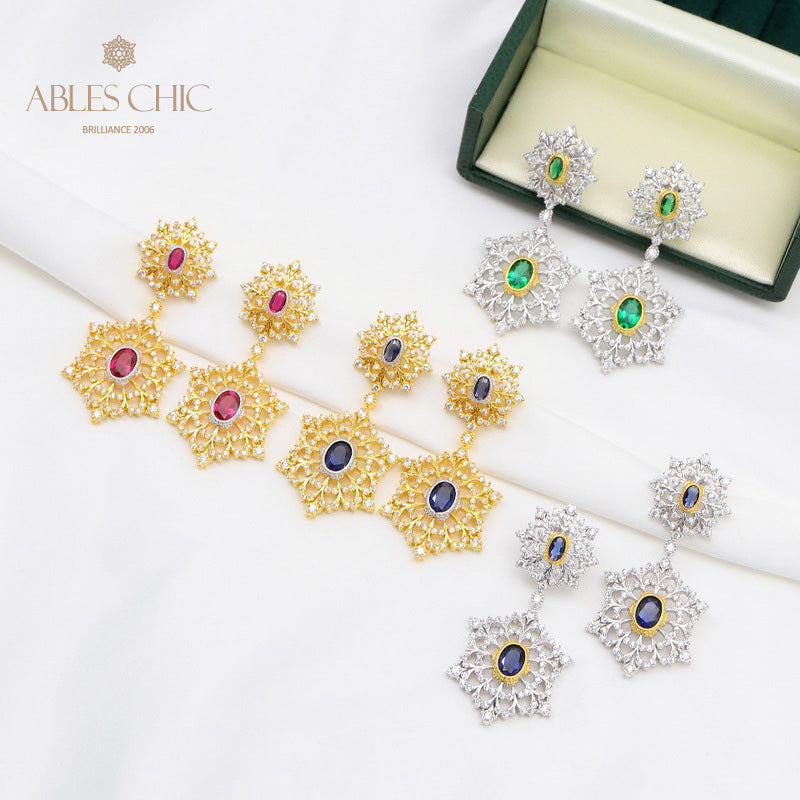 Boucles d'oreilles lustre flocon de neige floral 5654
