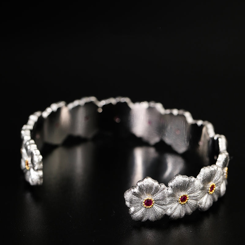 Bracelet floral rubis marguerite 6137