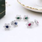 Boucles d'oreilles avec pierres précieuses et fleurs étoilées 5385