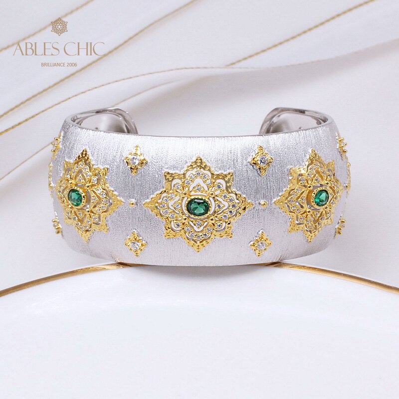 Bracelet Floral Émeraude Fretwork Dense 5230