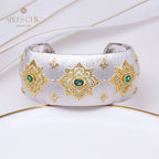 Bracelet Floral Émeraude Fretwork Dense 5230