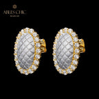 Boucles d'oreilles halo ovale soyeux 5832