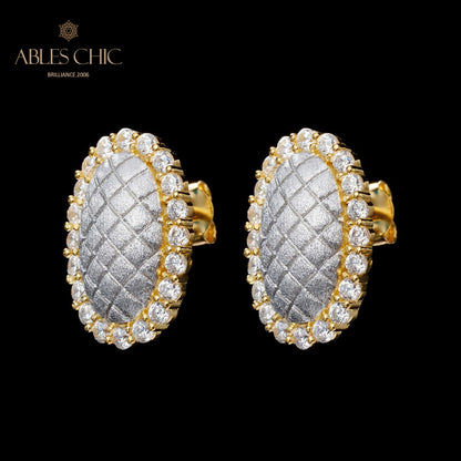 Boucles d'oreilles halo ovale soyeux 5832