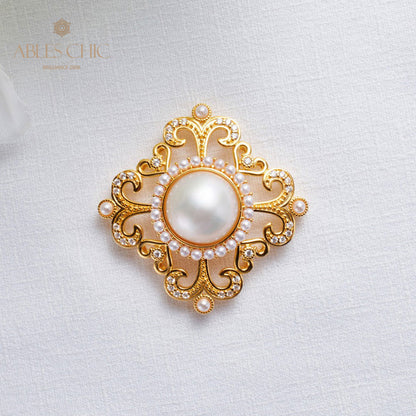 Pendentif halo en filigrane de perles Mabe 5821