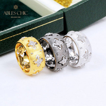 Bague florale trèfles soyeux CZ 5571