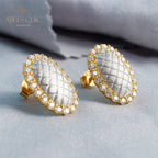 Boucles d'oreilles halo ovale soyeux 5832