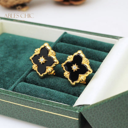 Boucles d'oreilles florales étoile trèfle 5035