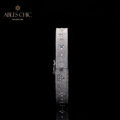Bracelet en tissu trèfle avec zircons étoilés 5775