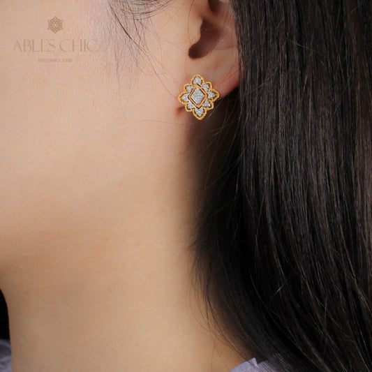 Boucles d'oreilles florales losange 5493