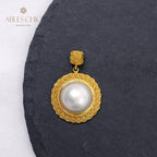 Solitaire Mabe Perle Tressée Pendentif 5939
