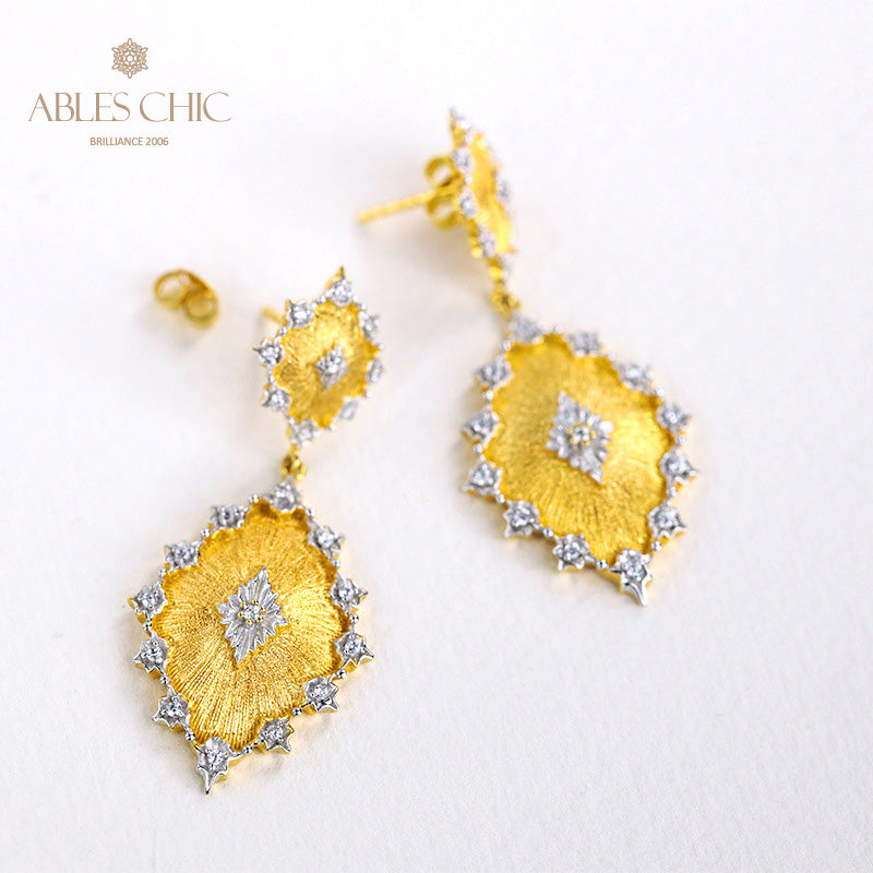 Boucles d'oreilles florales étoiles soyeuses détaillées 5278