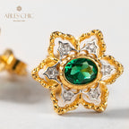 Boucles d'oreilles avec pierres précieuses et fleurs étoilées 5100