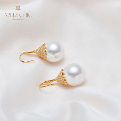 Boucle d'oreille en perles de coquille florale 5785