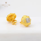 Boucles d'oreilles pierres précieuses florales en soie 5083
